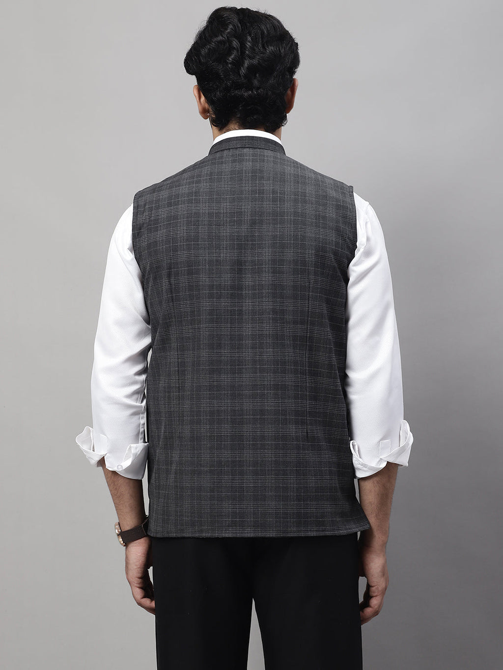 Even Apparels Men's Grey Nehru Jacket With Welt Pockets | Grocsy