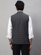Even Apparels Men's Grey Nehru Jacket With Welt Pockets | Grocsy