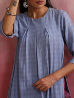 trueBrowns Sky Blue Cotton Dobby Kurta Set | Grocsy