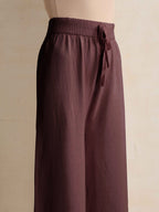 trueBrowns Brown Woollen Flared Pants | Grocsy