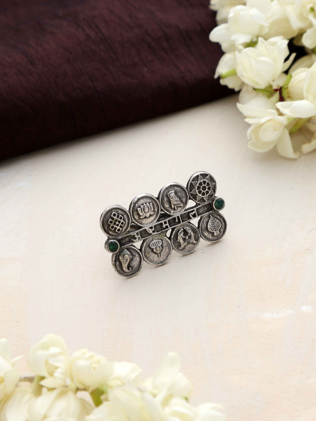 trueBrowns Silver Tone Abstract Sign Ring | Grocsy