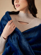 InWeave Women's Royal Blue Long Faux Fur Cape | Grocsy