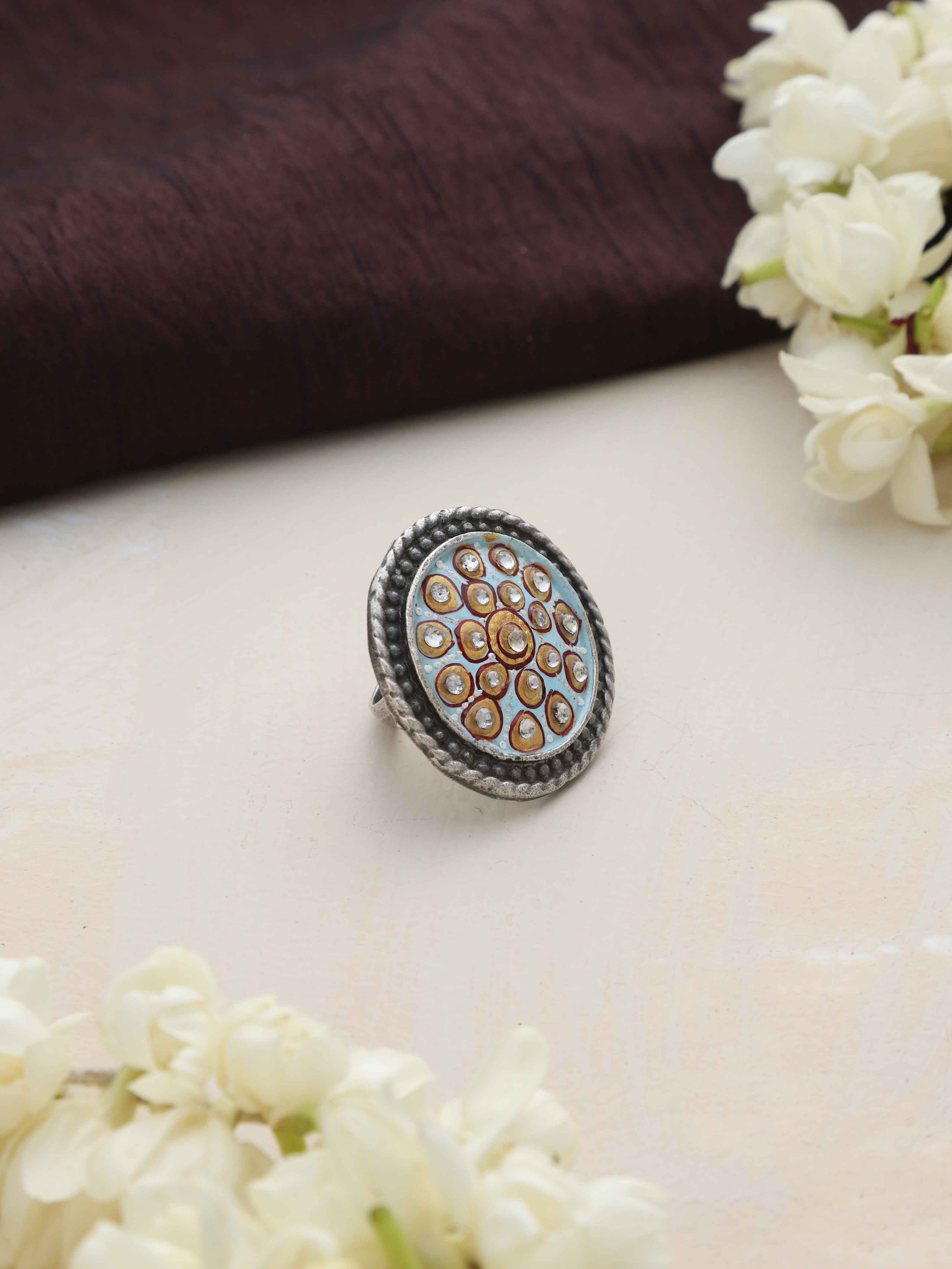 trueBrowns Silver Tone Circular Ring | Grocsy