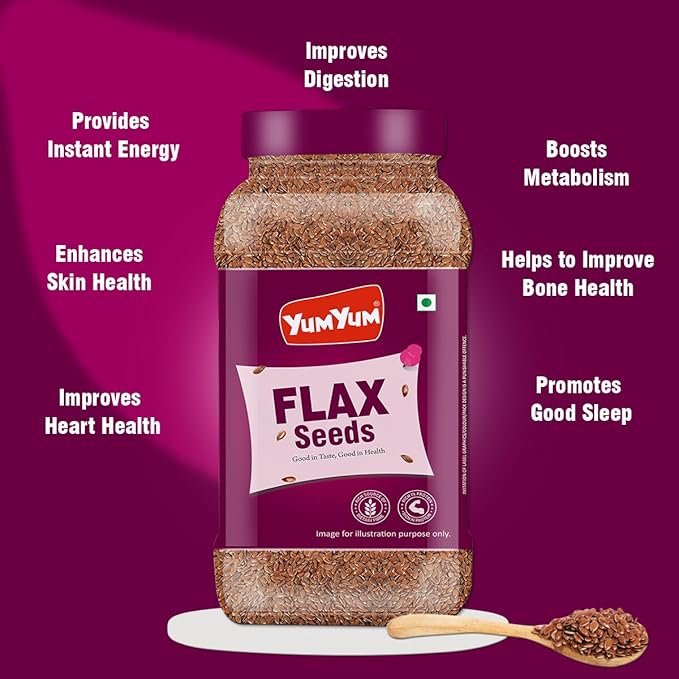 Yum Yum Roasted & Salted Flax Seeds Jar | Grocsy