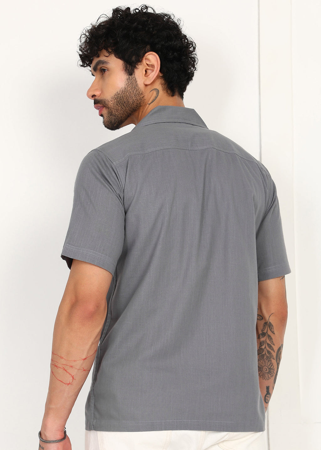 Fabmade Slate Ease Linen Shirt | Grocsy