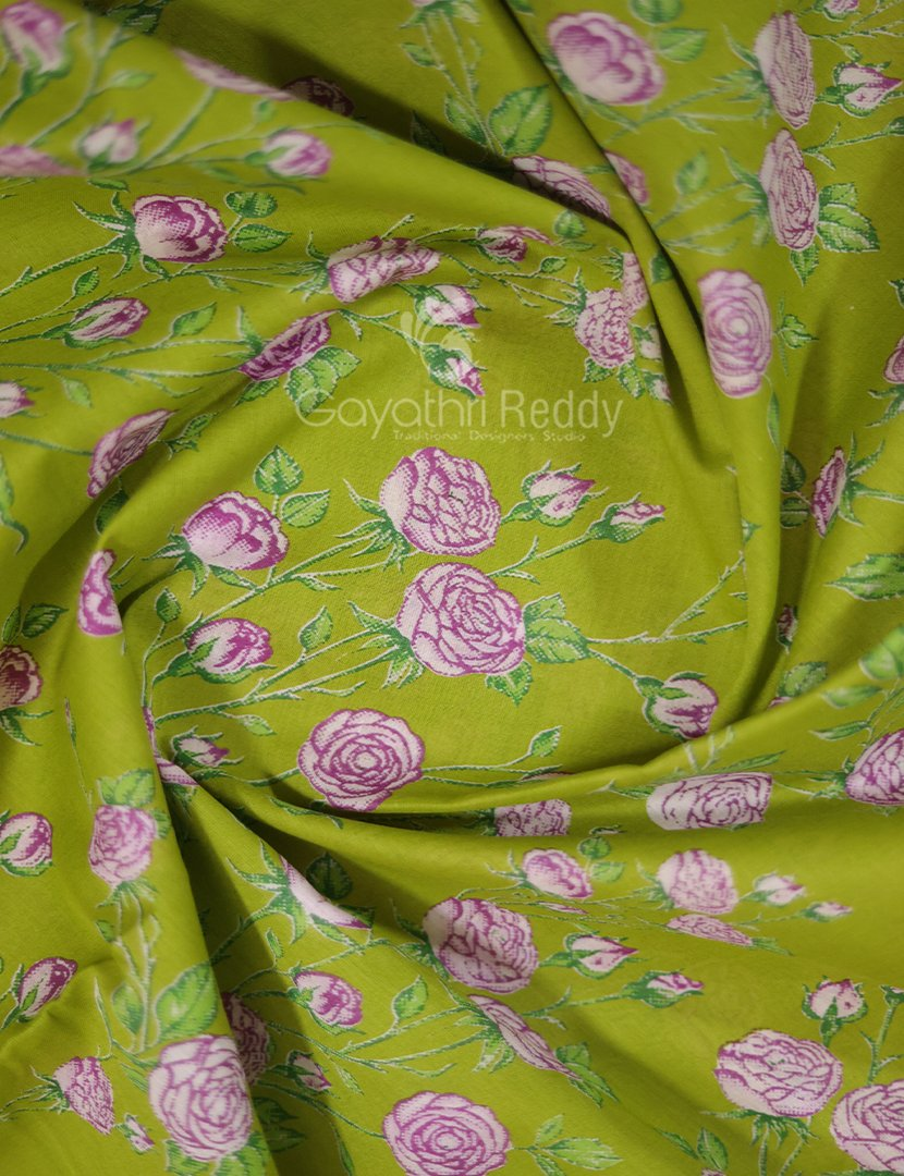 Block Print Apple Green Coloured Mulmul Cotton Saree By Gayathri Reddy Designer Studio | Grocsy