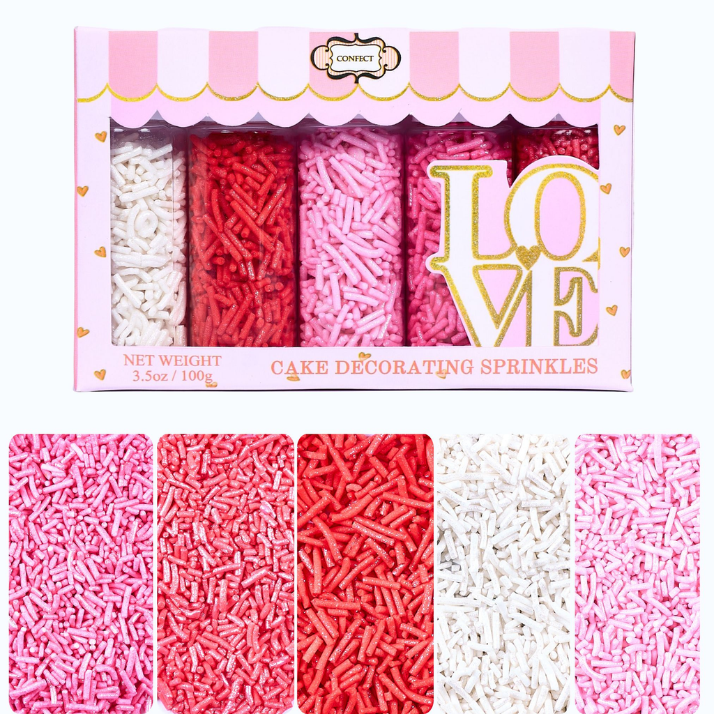 Confect Valentine Sprinkles | 04 Edible Decoration for Baking & Dessert | Grocsy