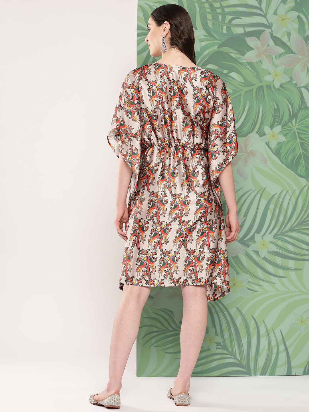 InWeave Women's Elegant Bird Print Kaftaan | Grocsy