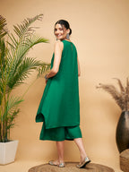InWeave Women's Forest Green Short Kurta Palazzo Set | Grocsy