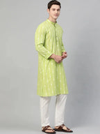 Fabmade Lime Green And White Printed Straight Kurta | Grocsy