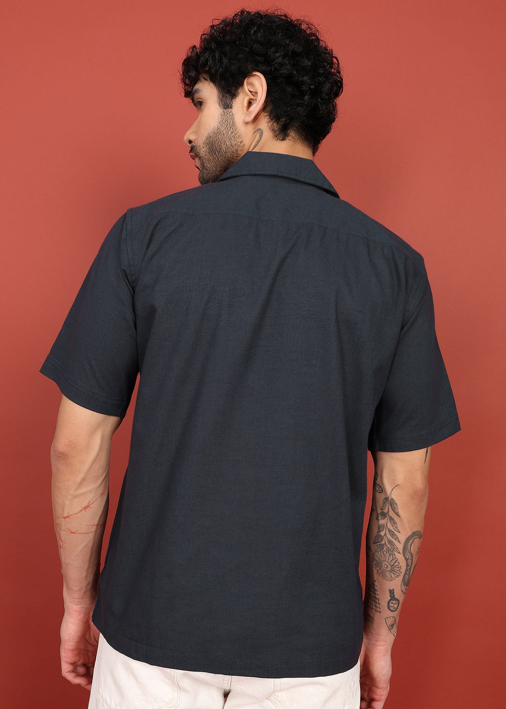 Fabmade Midnight Ease Open-Collar Shirt | Grocsy