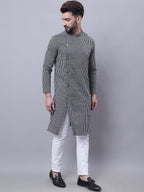 Even Apparels Black Sherwani Kurta With Asymetrical Cut | Grocsy