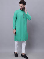 Even Apparels Green Kurta With Band Collar | Grocsy