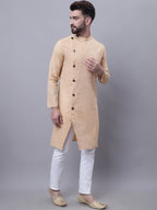 Even Apparels Beige Sherwani Kurta With Asymetrical Cut | Grocsy