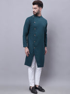 Even Apparels Green Sherwani Kurta With Asymetrical Cut | Grocsy