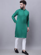 Even Apparels Green Kurta With Band Collar | Grocsy
