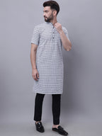 Even Apparels Multi Pure Cotton Short Sleeves Kurta With Band Collar | Grocsy