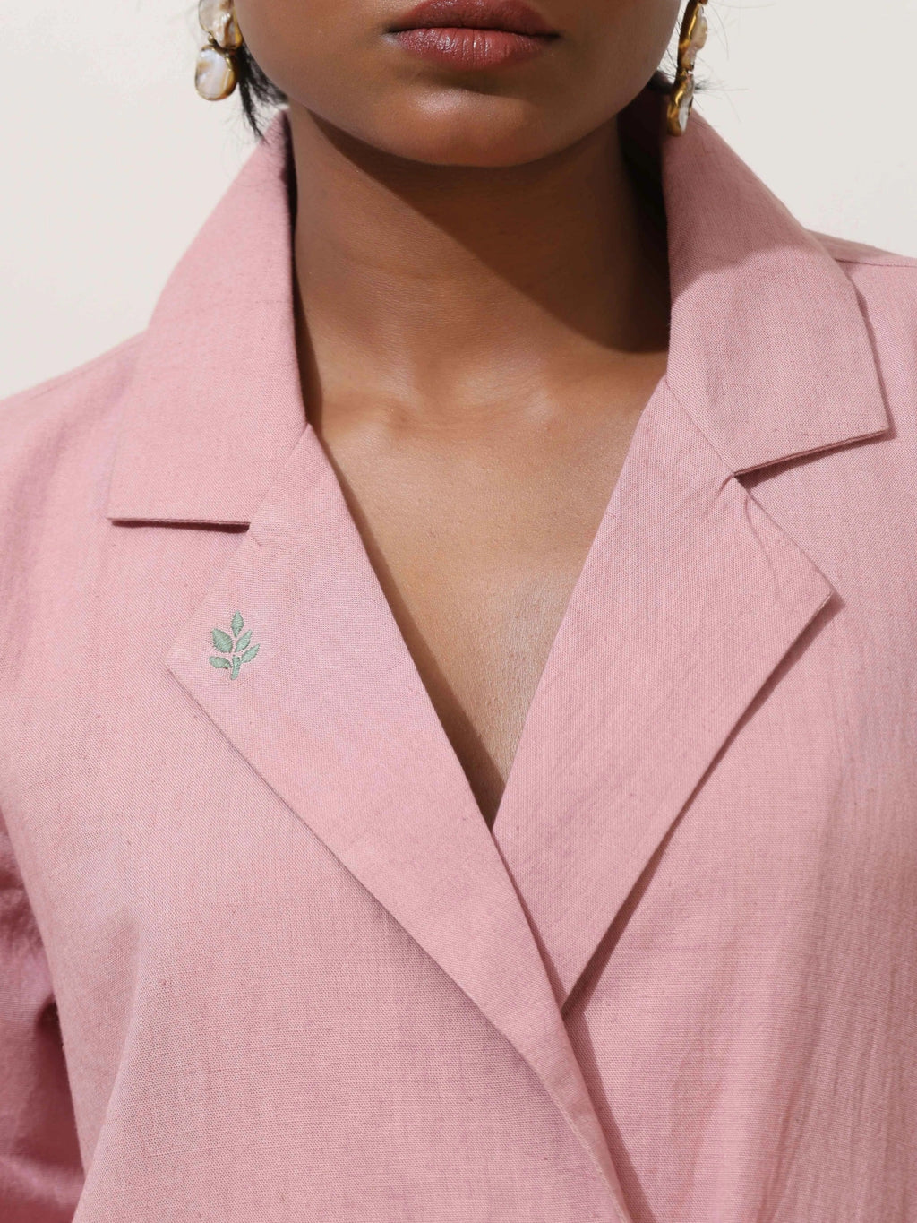 trueBrowns Pink Cotton Linen Co-Ord Set | Grocsy