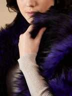 InWeave Purple Black Faux Fur Cape | Grocsy