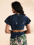 trueBrowns Blue Muslin Ikat Blouse | Grocsy