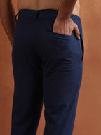 trueBrowns Men's Blue Cotton Twill Pants | Grocsy