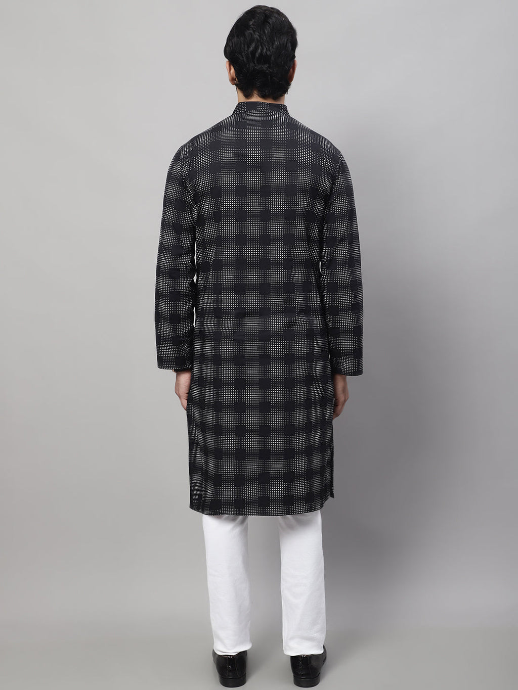 Even Apparels Black Pure Cotton Kurta With Band Collar | Grocsy