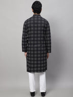 Even Apparels Black Pure Cotton Kurta With Band Collar | Grocsy