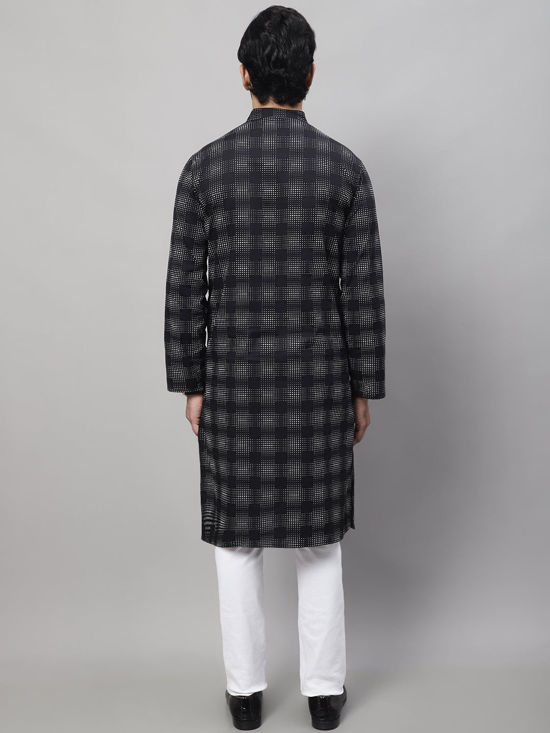 Even Apparels Black Pure Cotton Kurta With Band Collar | Grocsy