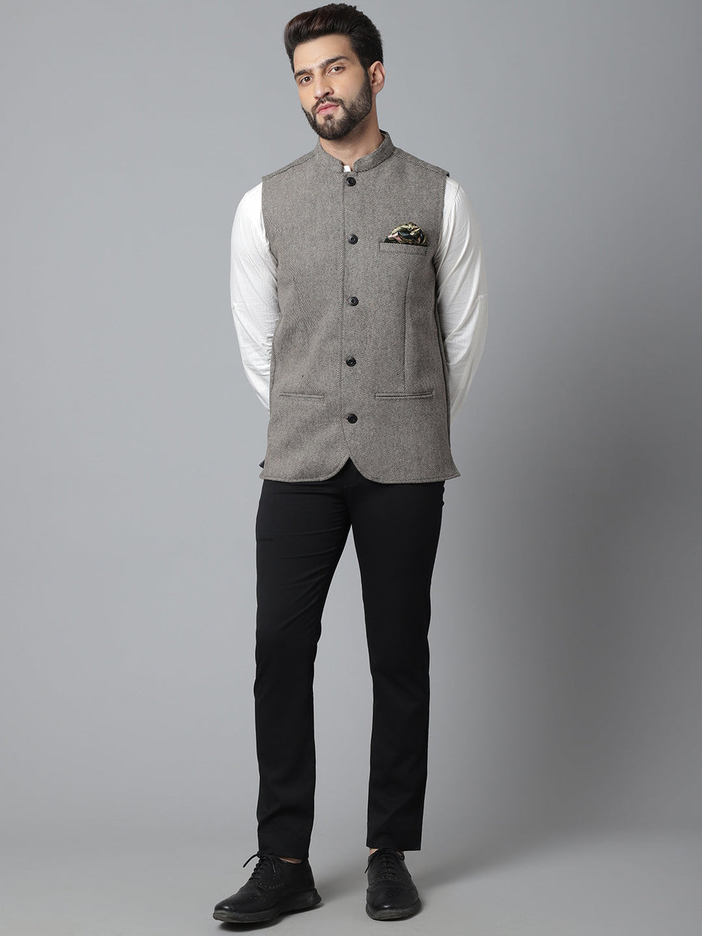 Even Apparels Men's Cream Pure Wool Nehru Jacket | Grocsy
