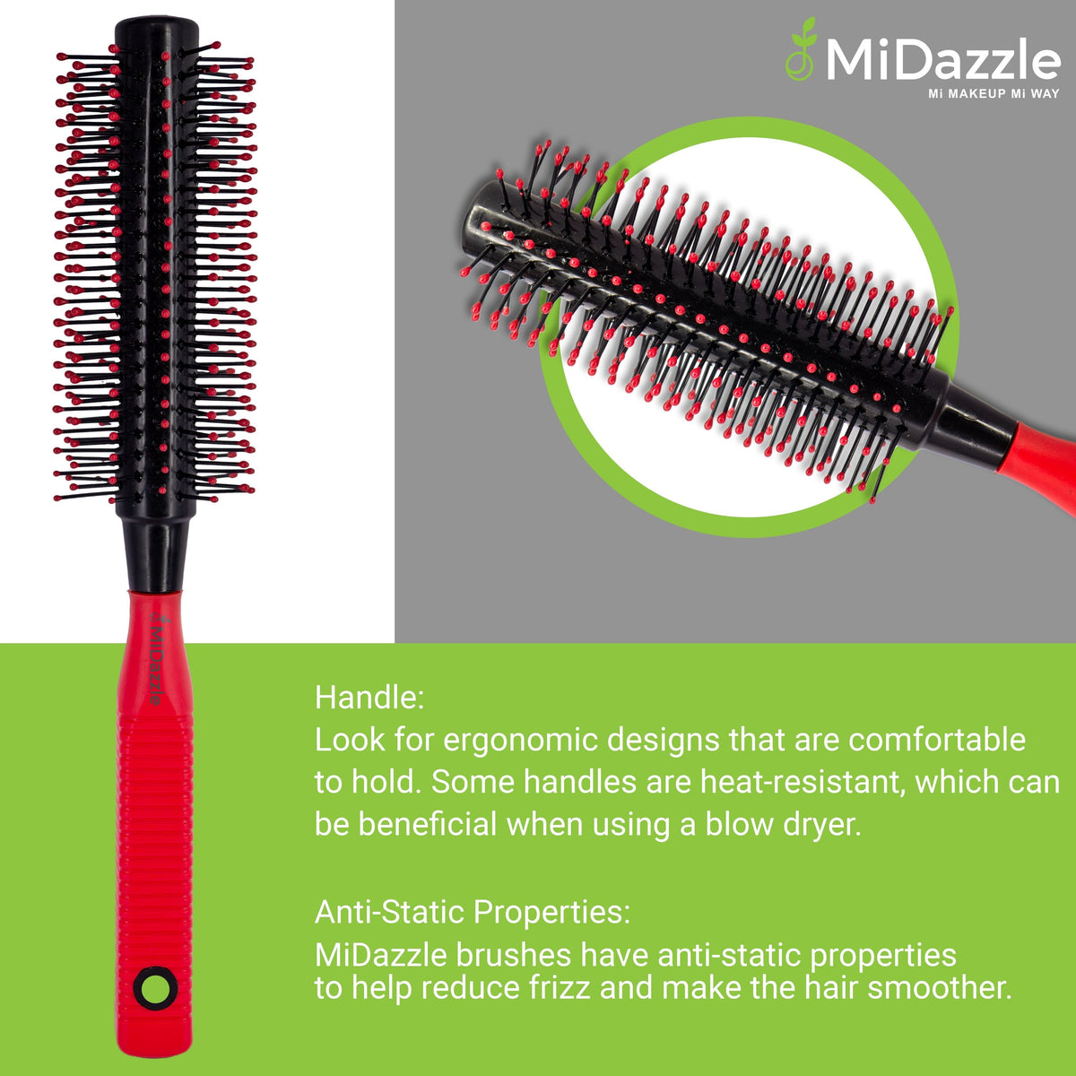 MiDazzle Hair Brush (Red) MIHB0033 | Grocsy