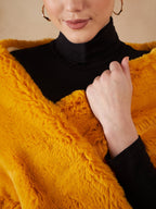 InWeave Women's Yellow Long Faux Fur Cape | Grocsy
