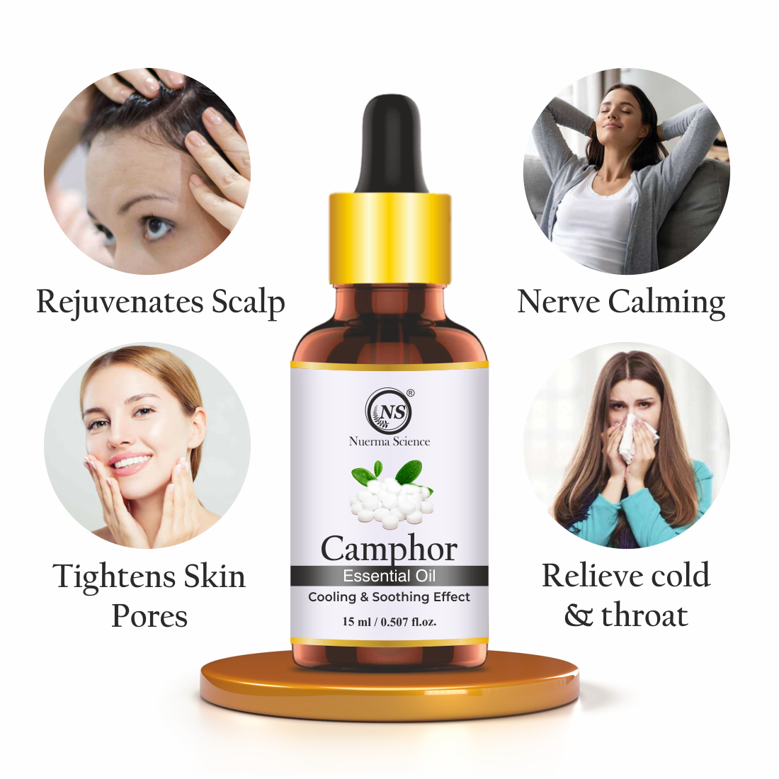 Nuerma Science Camphor (Kapoor) Cold Pressed Oil For Skin & Hair Care | Grocsy