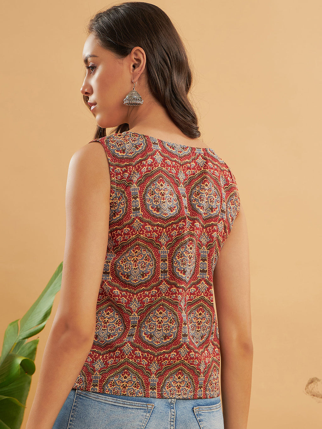 InWeave Maroon Mughal Kalamkari Top | Grocsy