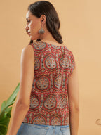 InWeave Maroon Mughal Kalamkari Top | Grocsy