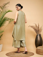 InWeave Women's Olive Lurex Short Pallazo Kurta Set | Grocsy