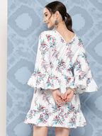 InWeave Women's White Floral Paisley Print Short Dress | Grocsy