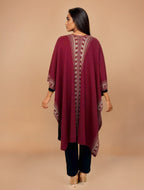 trueBrowns Maroon Woollen Geometric Kaftan Cape | Grocsy