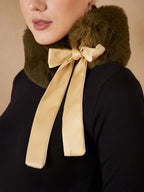 InWeave Women's Mehandi Green Fur Neckpiece | Grocsy