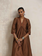 trueBrowns Brown Silk Kurta Set | Grocsy