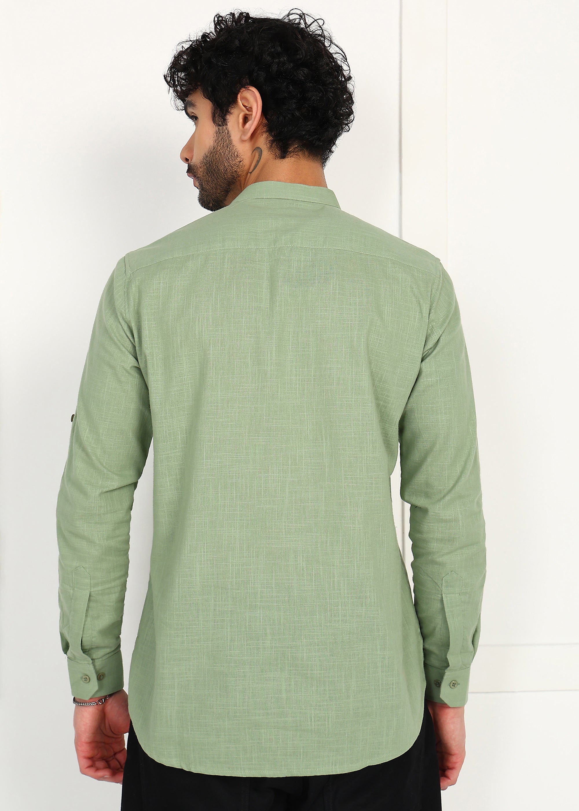 Fabmade Sage Linen Kurta | Grocsy