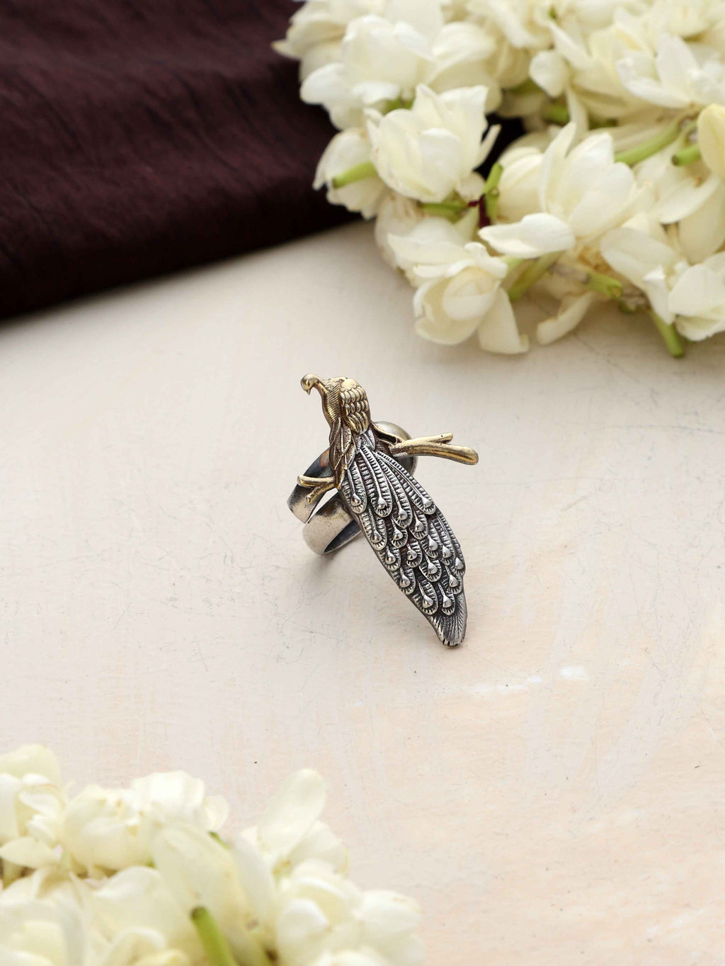 trueBrowns Silver Gold Tone Bird Ring | Grocsy