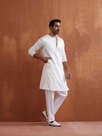 trueBrowns Men's Ivory Sequin Chanderi Kurta | Grocsy