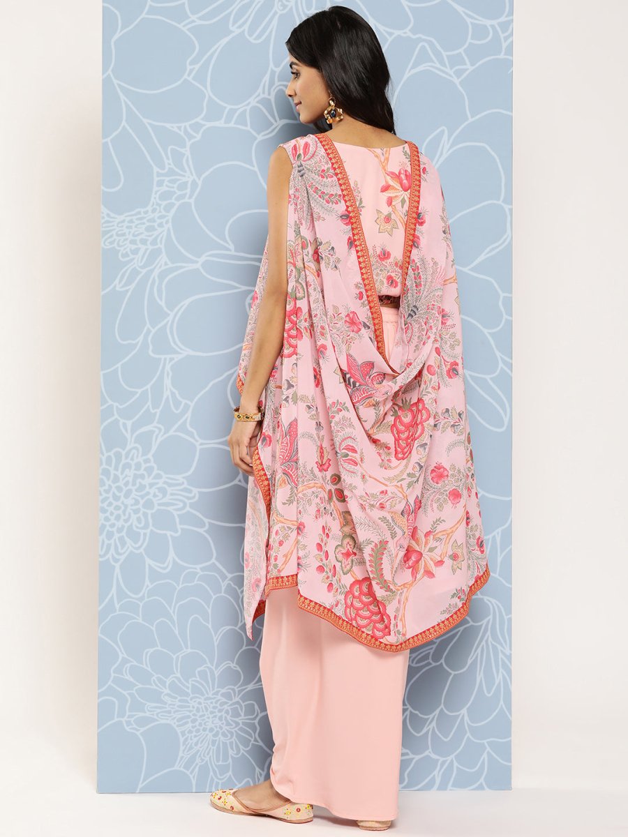 Ahalyaa Floral Printed Ethnic Co-Ords With Jacket | Grocsy