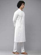 Fabmade Elegant Chikankari Embroidered Straight Kurta With Pyjama | Grocsy