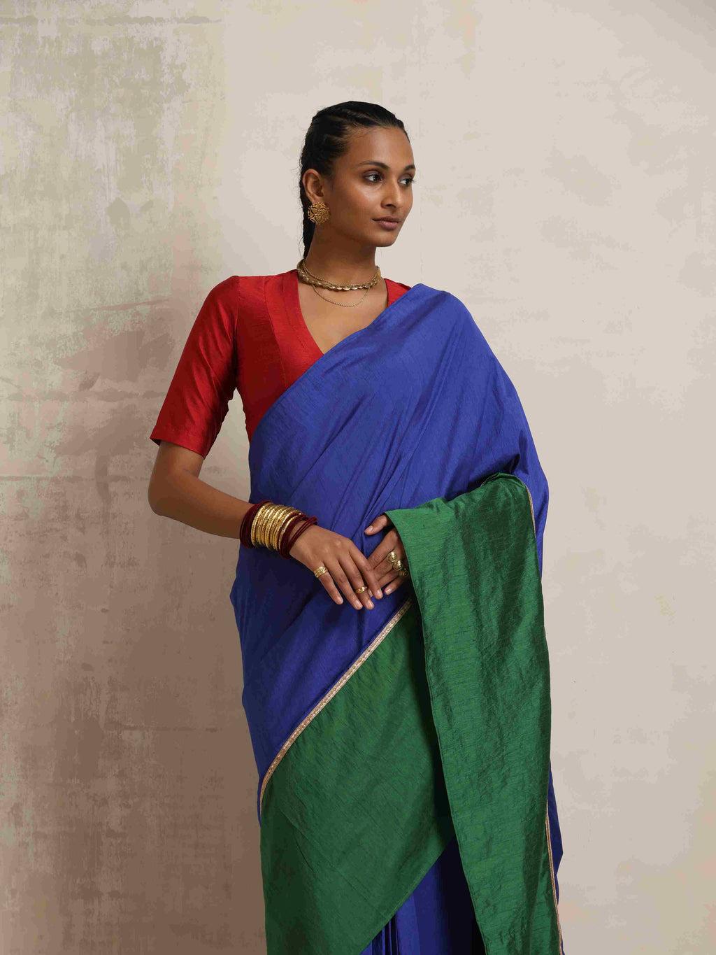 trueBrowns Blue Silk Ready To Wear Saree | Grocsy