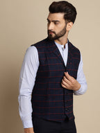 Even Apparels Men's Blue Waistcoat with Notched Lapel | Grocsy