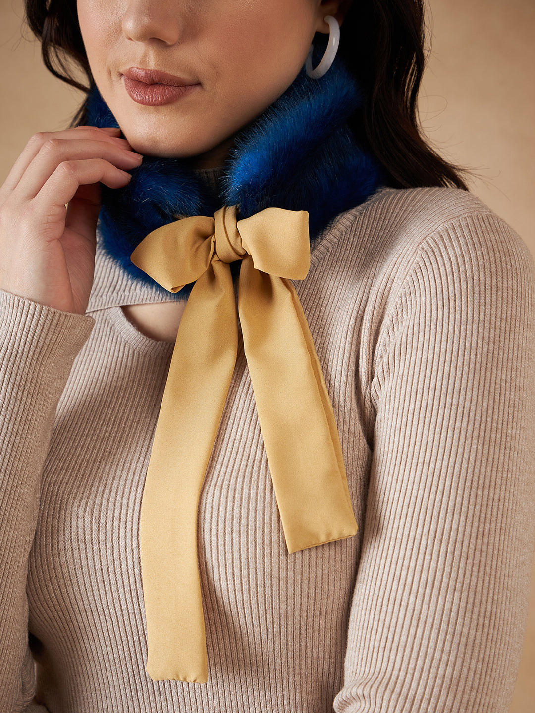 InWeave Women's Royal Blue Fur Neckpiece | Grocsy