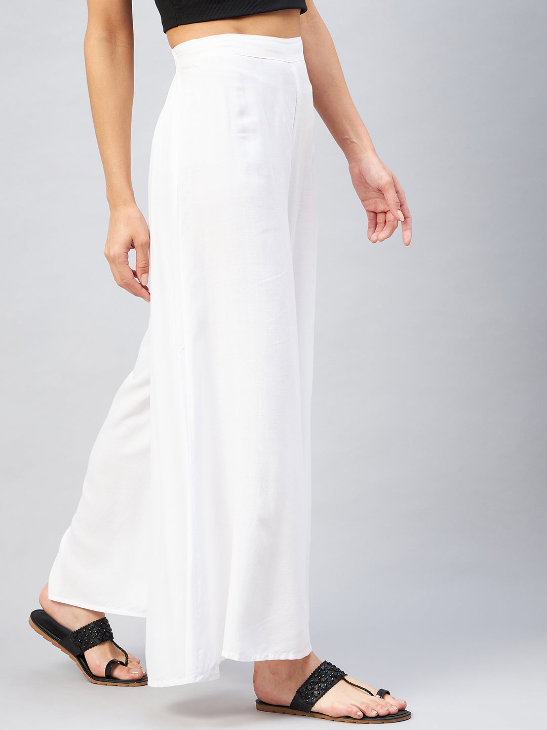 InWeave Solid White Palazzo | Grocsy