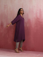 trueBrowns Purple Modal Kimono Kurta Set | Grocsy