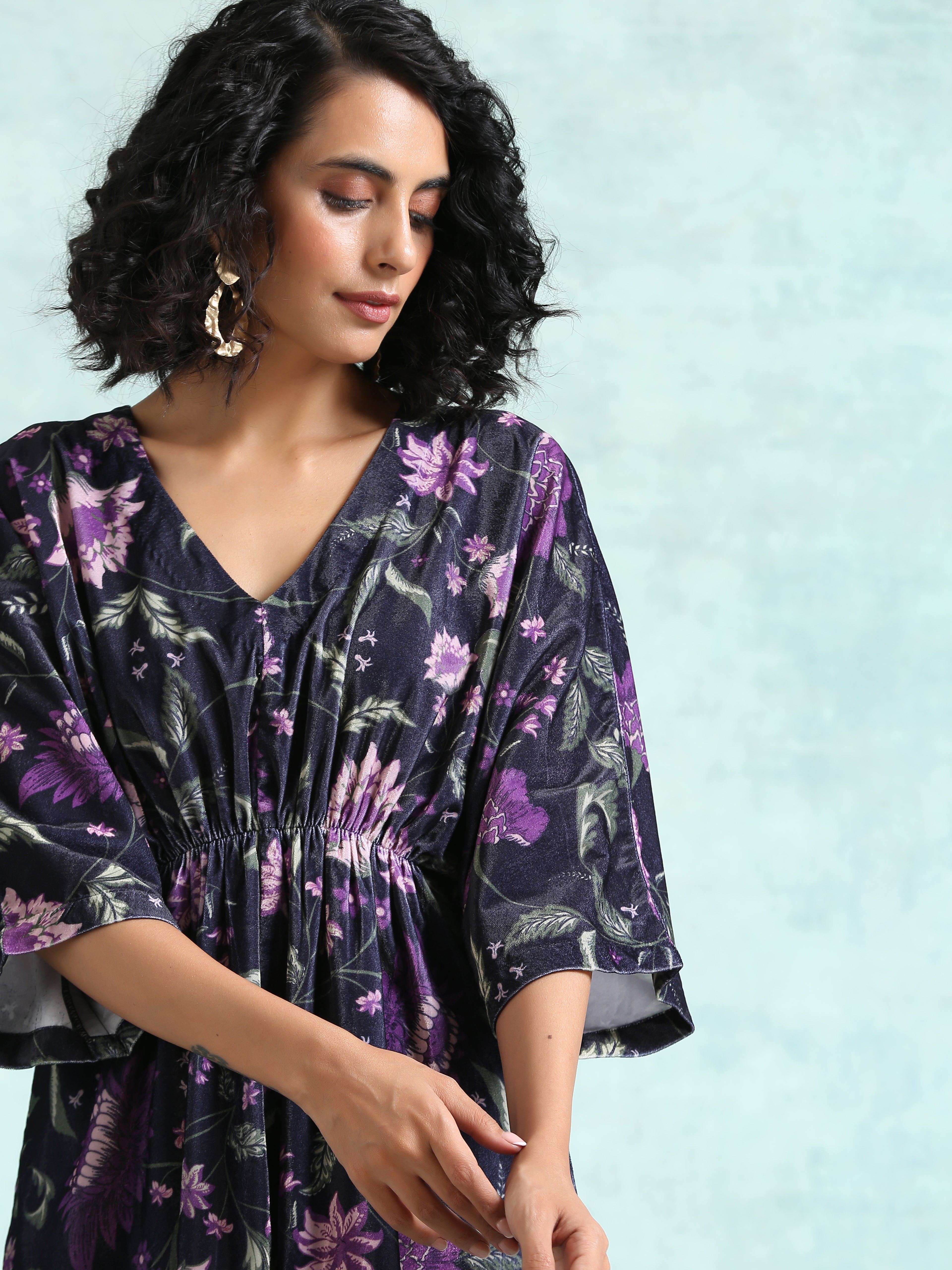 trueBrowns Black Printed Velvet Co-Ord Set | Grocsy